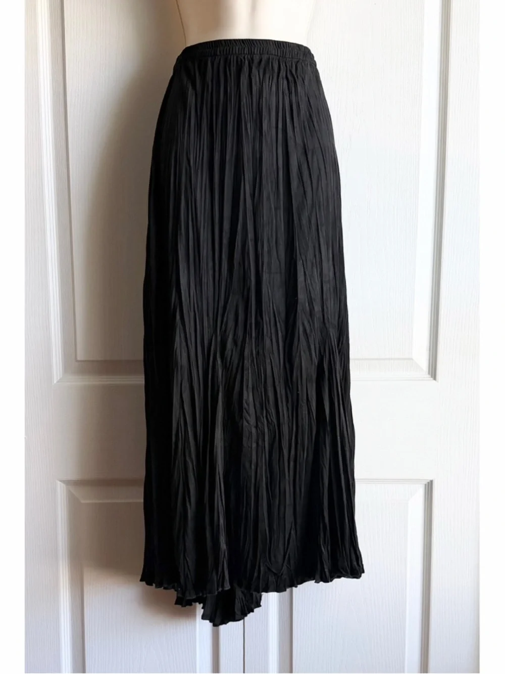 Soft Surroundings Suede Crinkle Pleated Gypsy Midi Skirt - Picture 2 of 6